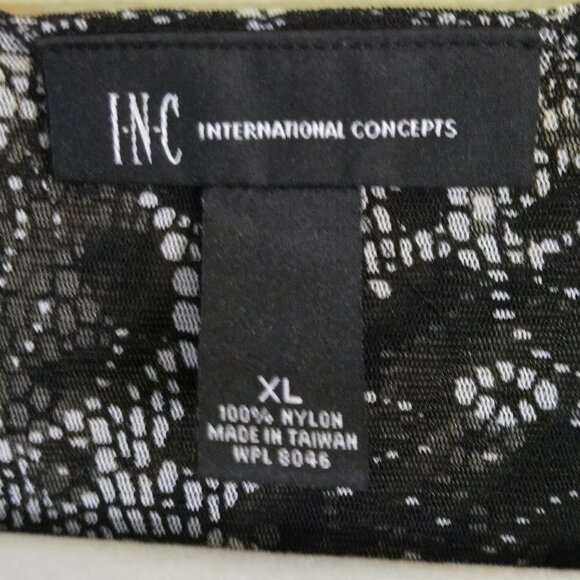 Inc International Concept Black Lace Stretch Ruched V Neck Jersey Size XL - Picture 6 of 7